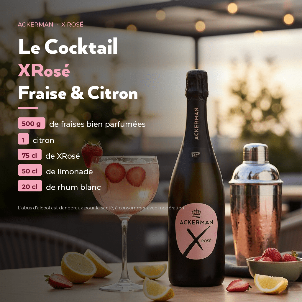 Cocktail fraises bulles citron